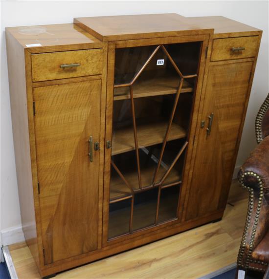 A 1930s walnut bookcase, W.106cm